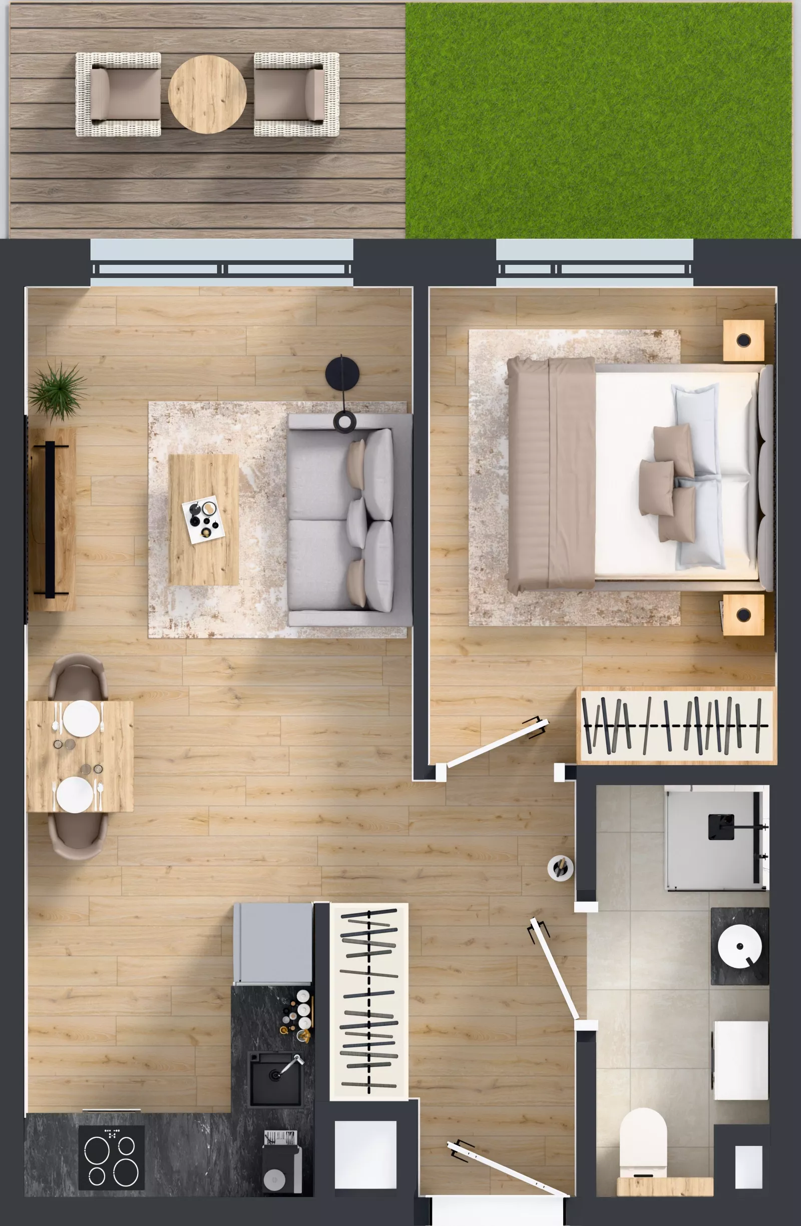 2 pokoje, mieszkanie 37,37 m², parter, oferta nr C/7, Osiedle Wilno 9.2, Warszawa, Targówek, Elsnerów, ul. Rudnicka