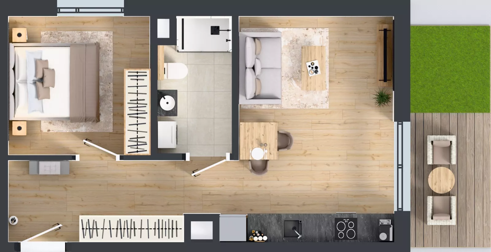 2 pokoje, mieszkanie 41,26 m², parter, oferta nr C/8, Osiedle Wilno 9.2, Warszawa, Targówek, Elsnerów, ul. Rudnicka