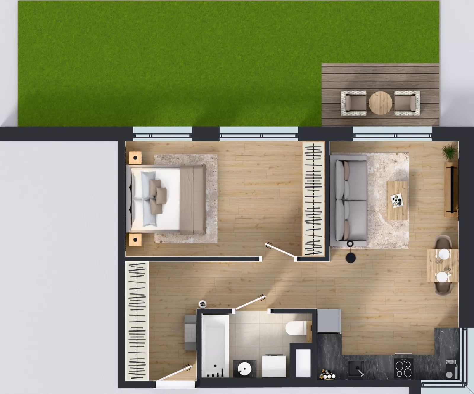 2 pokoje, mieszkanie 49,17 m², parter, oferta nr C/9, Osiedle Wilno 9.2, Warszawa, Targówek, Elsnerów, ul. Rudnicka