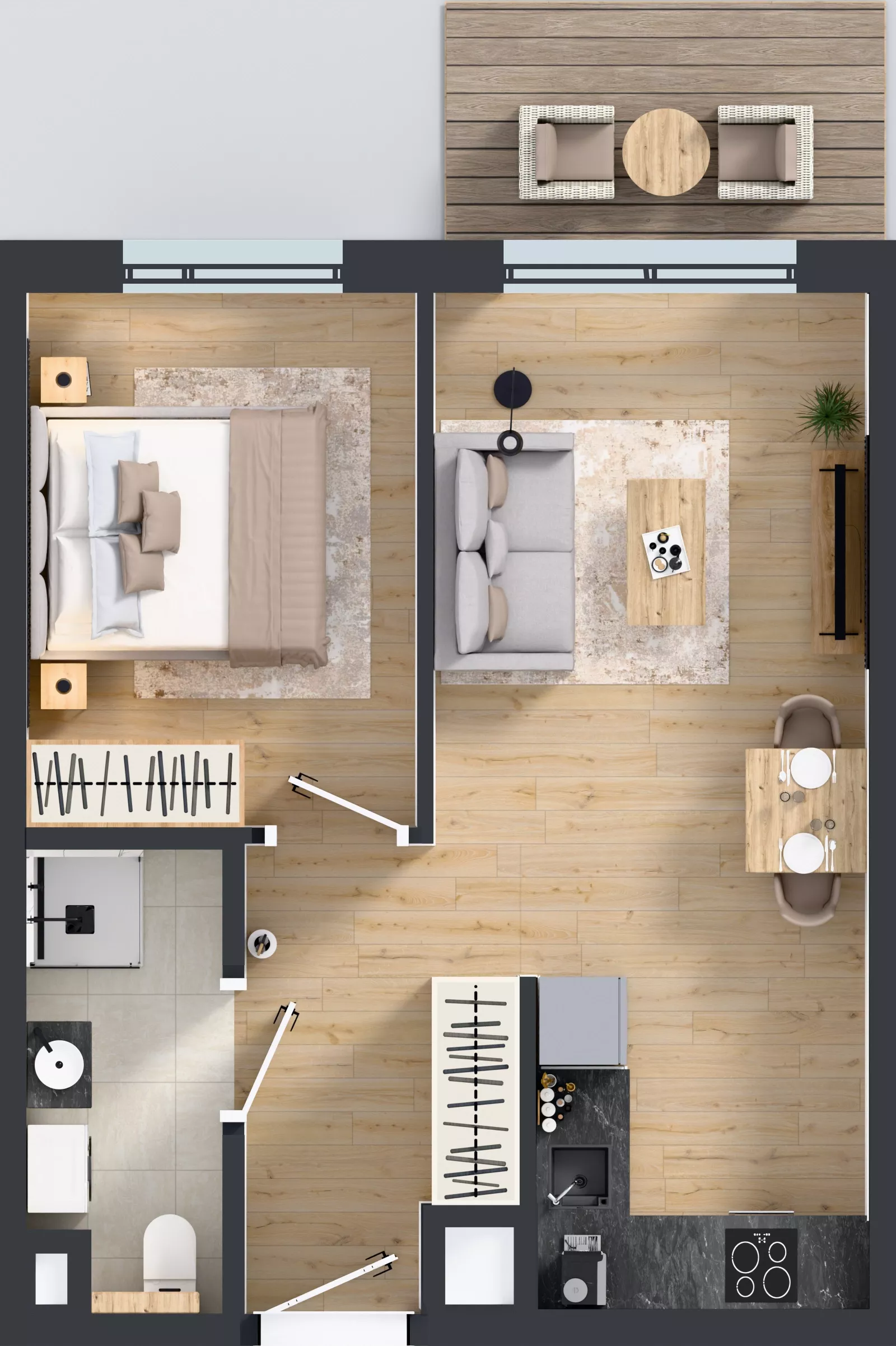 2 pokoje, mieszkanie 37,58 m², piętro 4, oferta nr C/42, Osiedle Wilno 9.2, Warszawa, Targówek, Elsnerów, ul. Rudnicka
