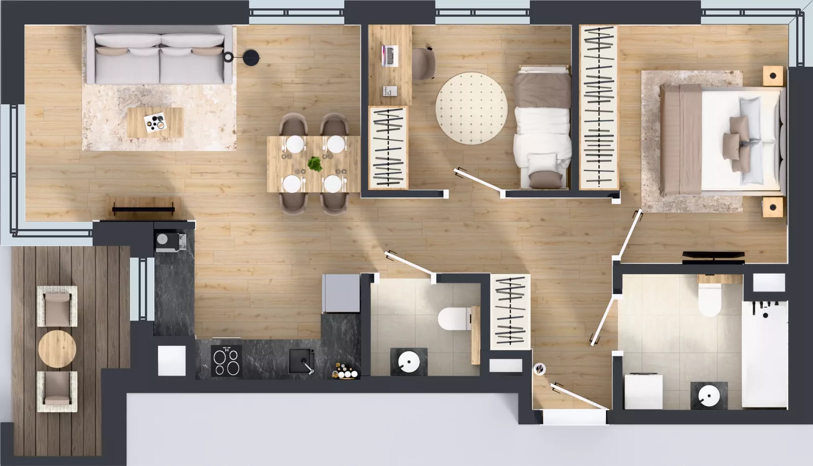 3 pokoje, mieszkanie 61,66 m², piętro 1, oferta nr B/8, Mokotów Sportowy 1.3, Warszawa, Mokotów, Augustówka, ul. Antoniewska