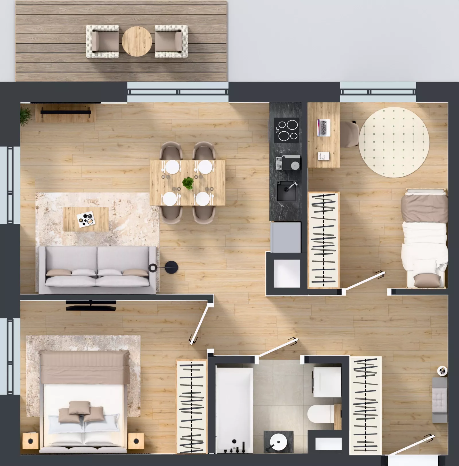 3 pokoje, mieszkanie 56,02 m², piętro 1, oferta nr C/87, Mokotów Sportowy 1.3, Warszawa, Mokotów, Augustówka, ul. Antoniewska