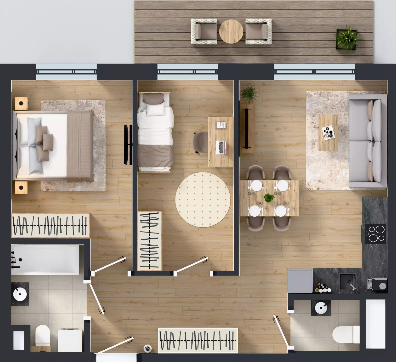 3 pokoje, mieszkanie 59,41 m², piętro 3, oferta nr C/97, Mokotów Sportowy 1.3, Warszawa, Mokotów, Augustówka, ul. Antoniewska