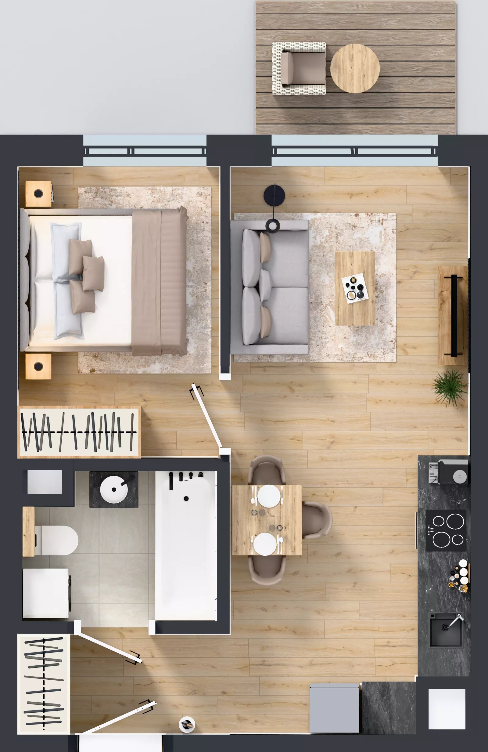 2 pokoje, mieszkanie 35,58 m², piętro 1, oferta nr E/7, Mokotów Sportowy 1.3, Warszawa, Mokotów, Augustówka, ul. Antoniewska