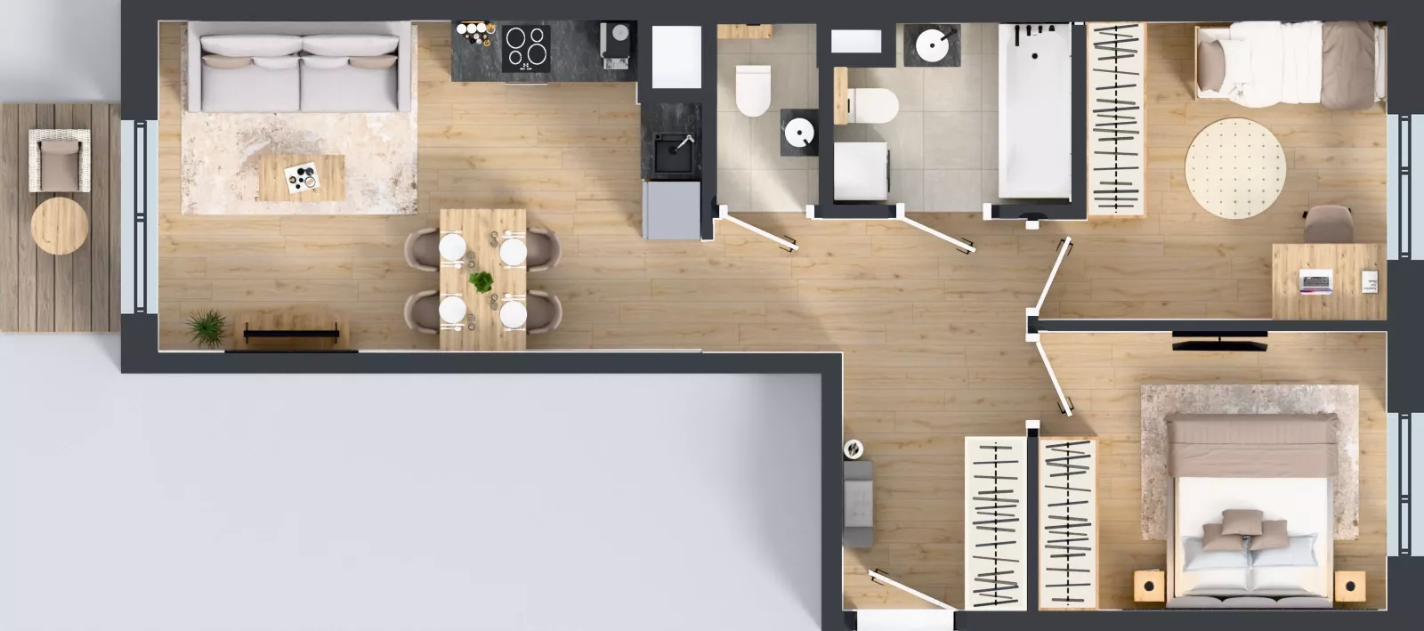 3 pokoje, mieszkanie 55,97 m², piętro 2, oferta nr D/45, Mokotów Sportowy 1.3, Warszawa, Mokotów, Augustówka, ul. Antoniewska
