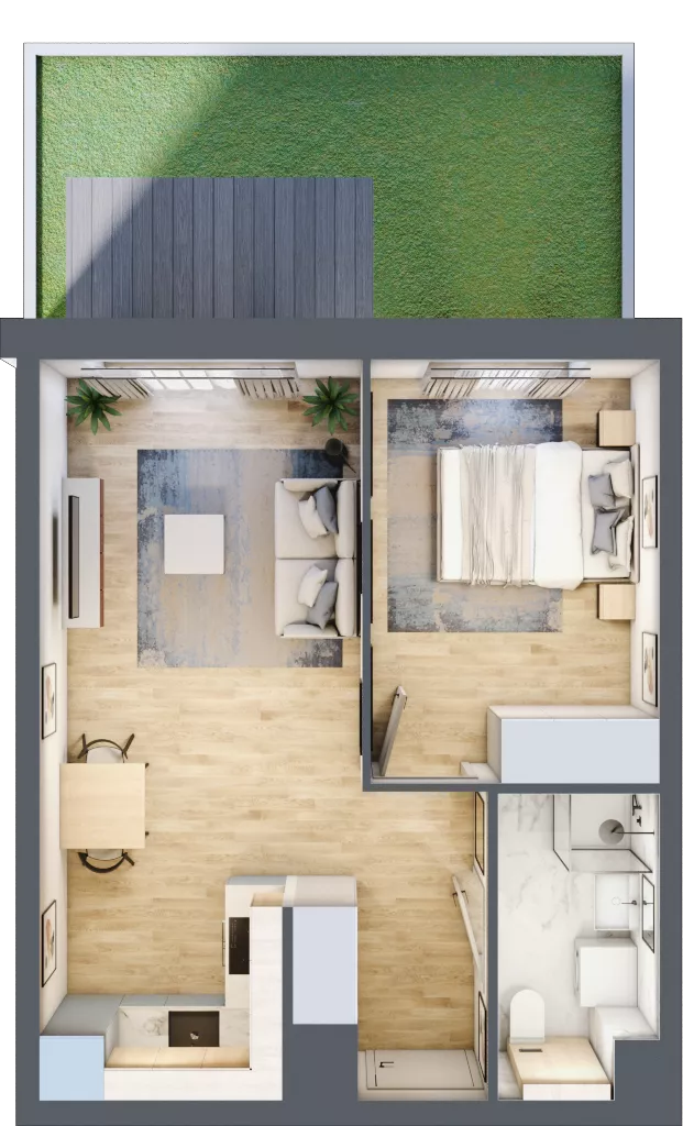 2 pokoje, mieszkanie 38,56 m², parter, oferta nr A/6, Osiedle Wilno 7, Warszawa, Targówek, Elsnerów, ul. Janowiecka