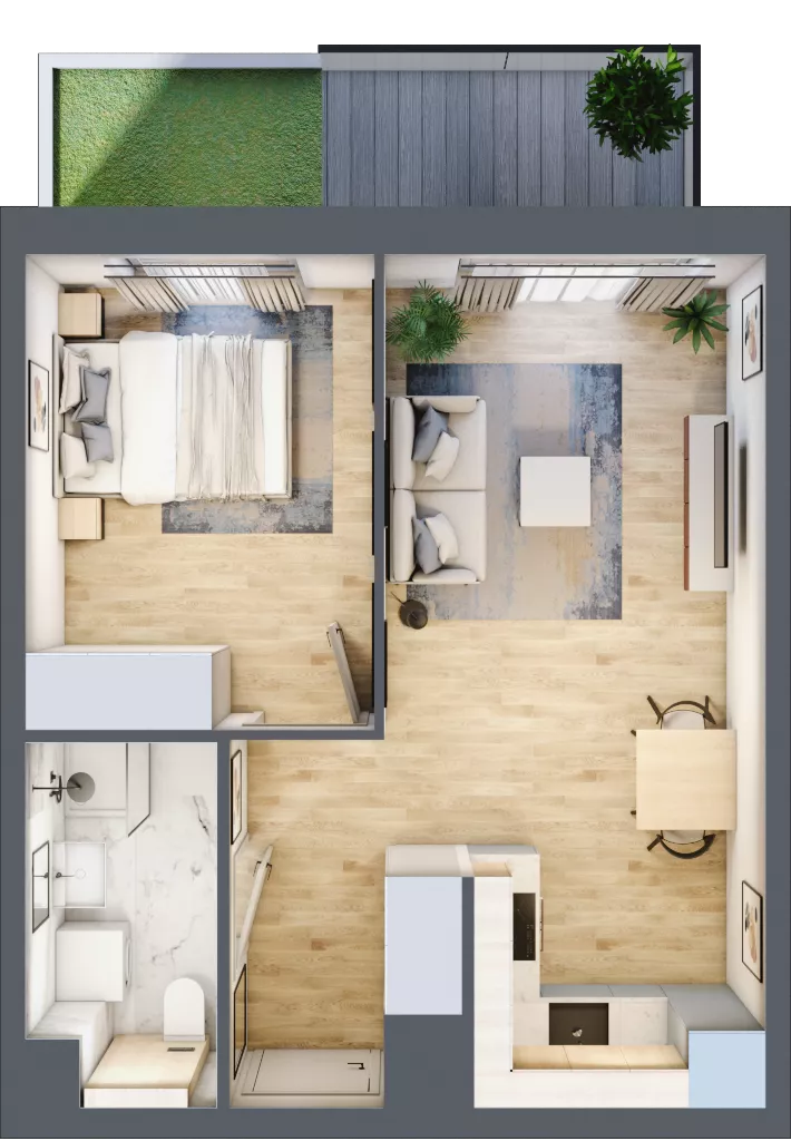 2 pokoje, mieszkanie 36,97 m², parter, oferta nr B/2, Osiedle Wilno 7, Warszawa, Targówek, Elsnerów, ul. Janowiecka