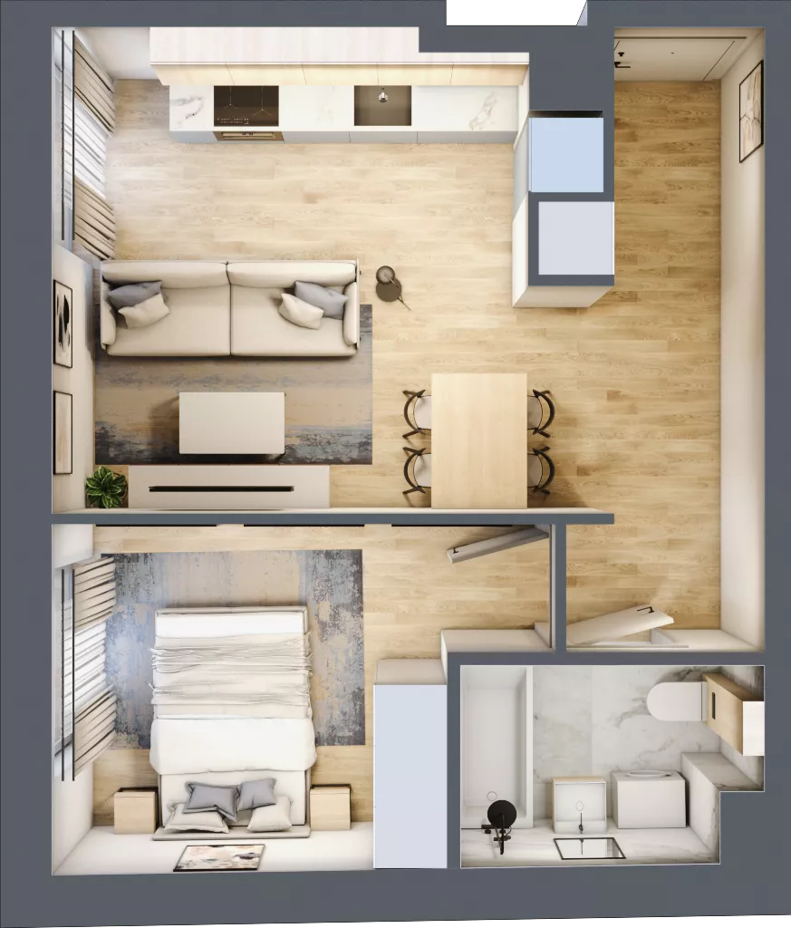2 pokoje, mieszkanie 36,93 m², piętro 1, oferta nr A/5, Osobowicka 114, Wrocław, Osobowice-Rędzin, Fabryczna, ul. Osobowicka 114