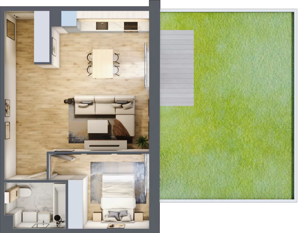 2 pokoje, mieszkanie 47,25 m², parter, oferta nr A/13, Osobowicka 114, Wrocław, Osobowice-Rędzin, Fabryczna, ul. Osobowicka 114