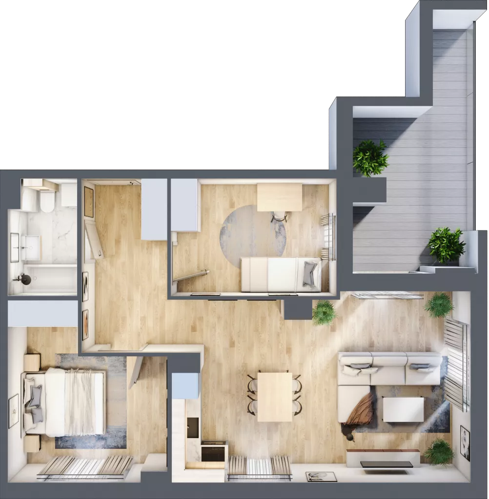 3 pokoje, mieszkanie 59,69 m², piętro 2, oferta nr B/53, Osobowicka 114, Wrocław, Osobowice-Rędzin, Fabryczna, ul. Osobowicka 114