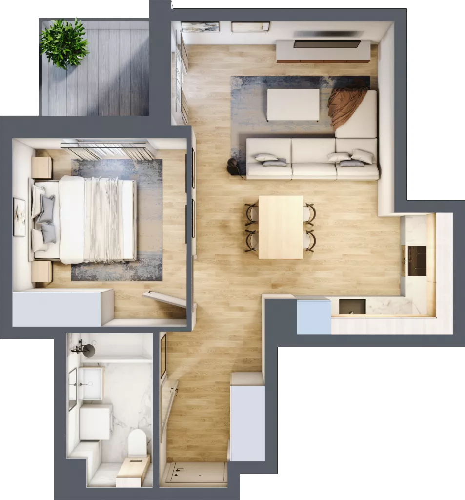 2 pokoje, mieszkanie 40,98 m², piętro 1, oferta nr B/51, Osobowicka 114, Wrocław, Osobowice-Rędzin, Fabryczna, ul. Osobowicka 114