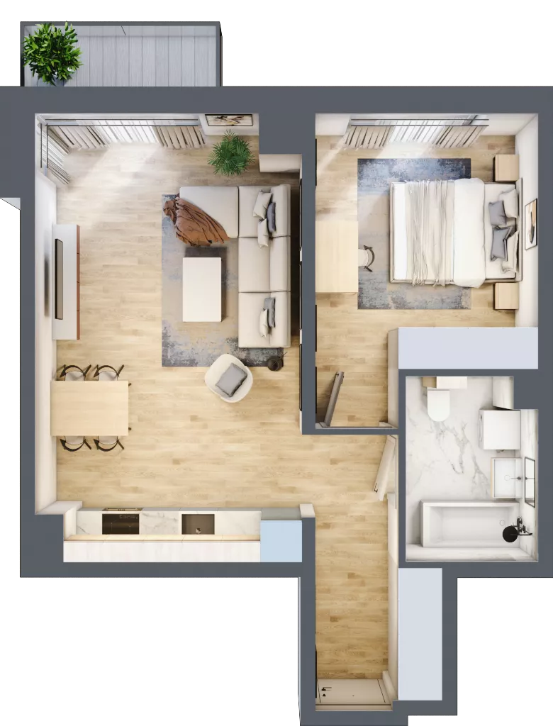 2 pokoje, mieszkanie 47,89 m², piętro 1, oferta nr B/12, Osobowicka 114, Wrocław, Osobowice-Rędzin, Fabryczna, ul. Osobowicka 114