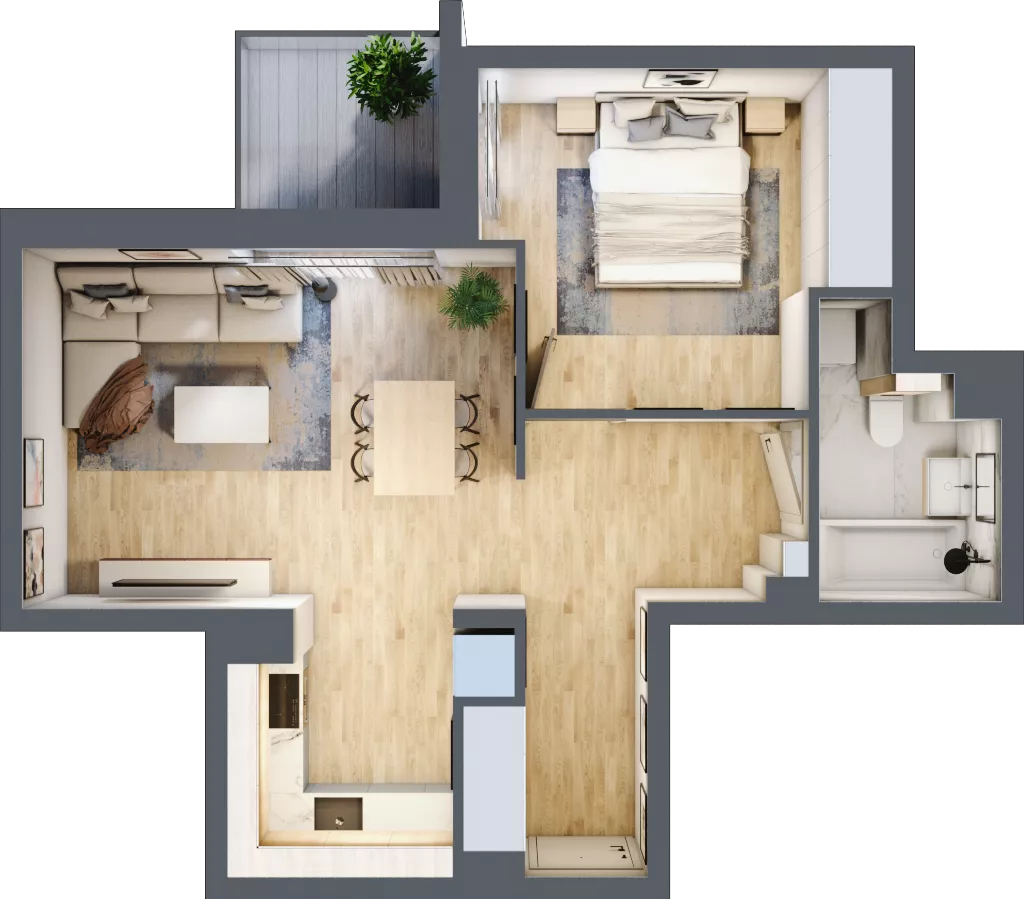 2 pokoje, mieszkanie 47,94 m², piętro 1, oferta nr B/34, Osobowicka 114, Wrocław, Osobowice-Rędzin, Fabryczna, ul. Osobowicka 114