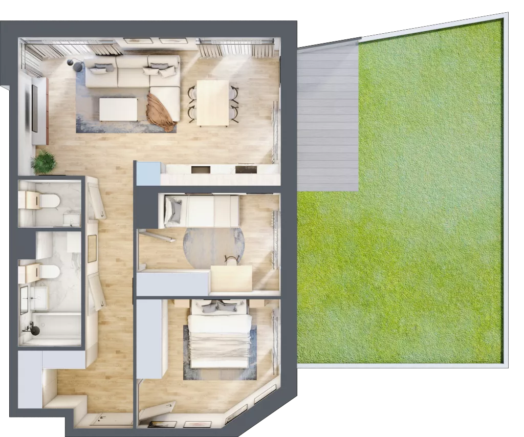 3 pokoje, mieszkanie 59,91 m², parter, oferta nr B/6, Osobowicka 114, Wrocław, Osobowice-Rędzin, Fabryczna, ul. Osobowicka 114
