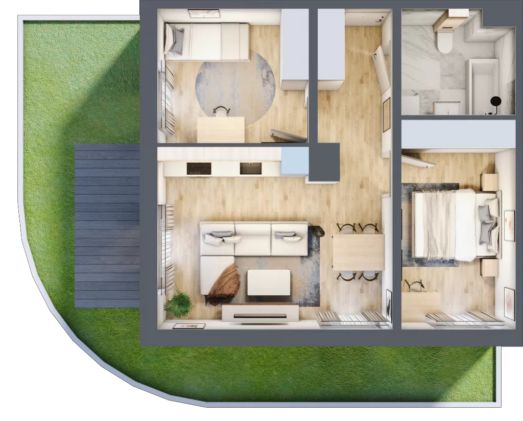 3 pokoje, mieszkanie 51,38 m², parter, oferta nr B/43, Osobowicka 114, Wrocław, Osobowice-Rędzin, Fabryczna, ul. Osobowicka 114