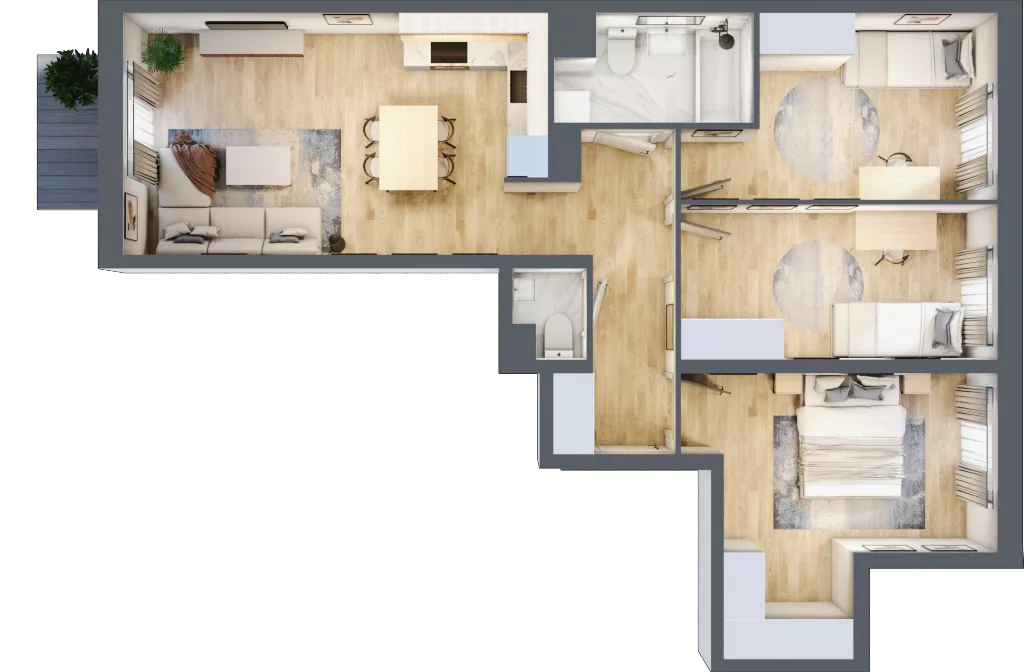 4 pokoje, mieszkanie 71,60 m², piętro 4, oferta nr B/72, Osiedle Międzyleska, Wrocław, Tarnogaj, Krzyki, ul. Międzyleska 6b