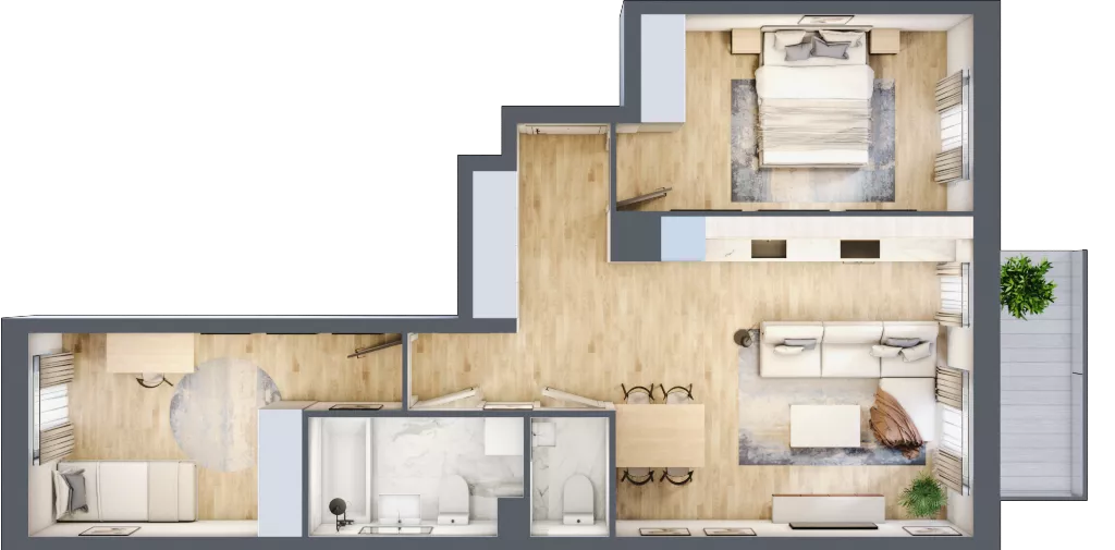 3 pokoje, mieszkanie 59,76 m², piętro 1, oferta nr B/78, Osiedle Międzyleska, Wrocław, Tarnogaj, Krzyki, ul. Międzyleska 6b