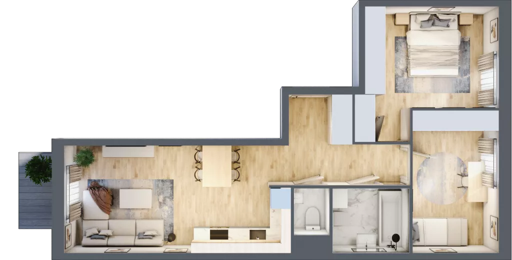 3 pokoje, mieszkanie 58,78 m², piętro 1, oferta nr B/98, Osiedle Międzyleska, Wrocław, Tarnogaj, Krzyki, ul. Międzyleska 6b