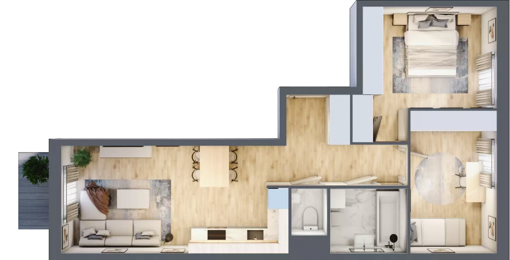 3 pokoje, mieszkanie 58,92 m², piętro 5, oferta nr B/114, Osiedle Międzyleska, Wrocław, Tarnogaj, Krzyki, ul. Międzyleska 6b