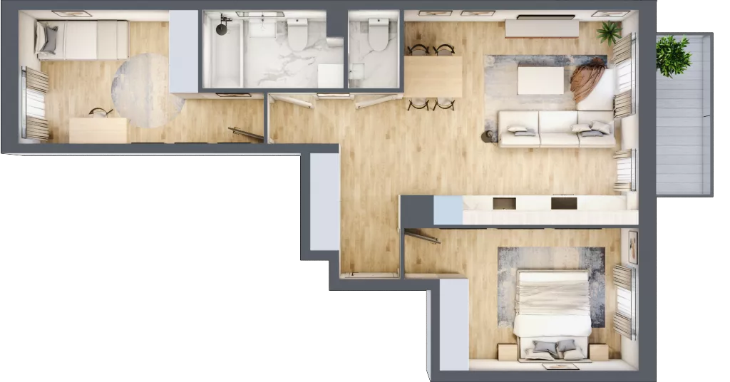 3 pokoje, mieszkanie 60,65 m², piętro 1, oferta nr B/121, Osiedle Międzyleska, Wrocław, Tarnogaj, Krzyki, ul. Międzyleska 6b