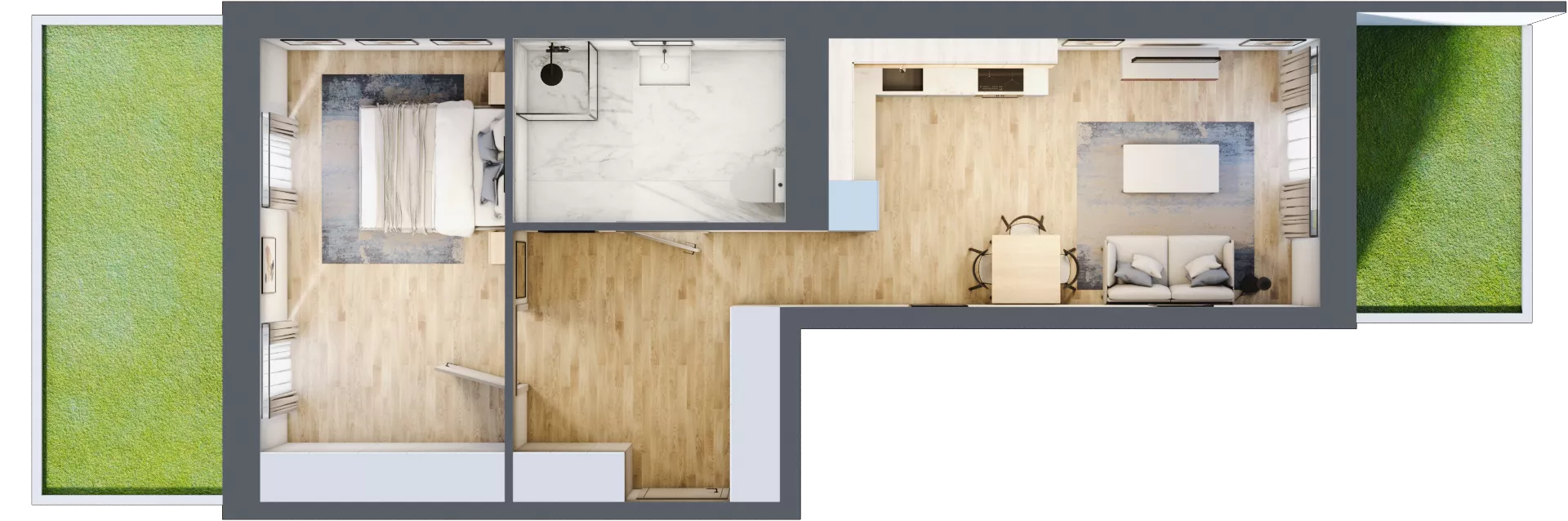 2 pokoje, mieszkanie 53,43 m², parter, oferta nr B/1, Apartamenty Park Matecznego, Kraków, Podgórze, Mateczny, ul. Rydlówka 5