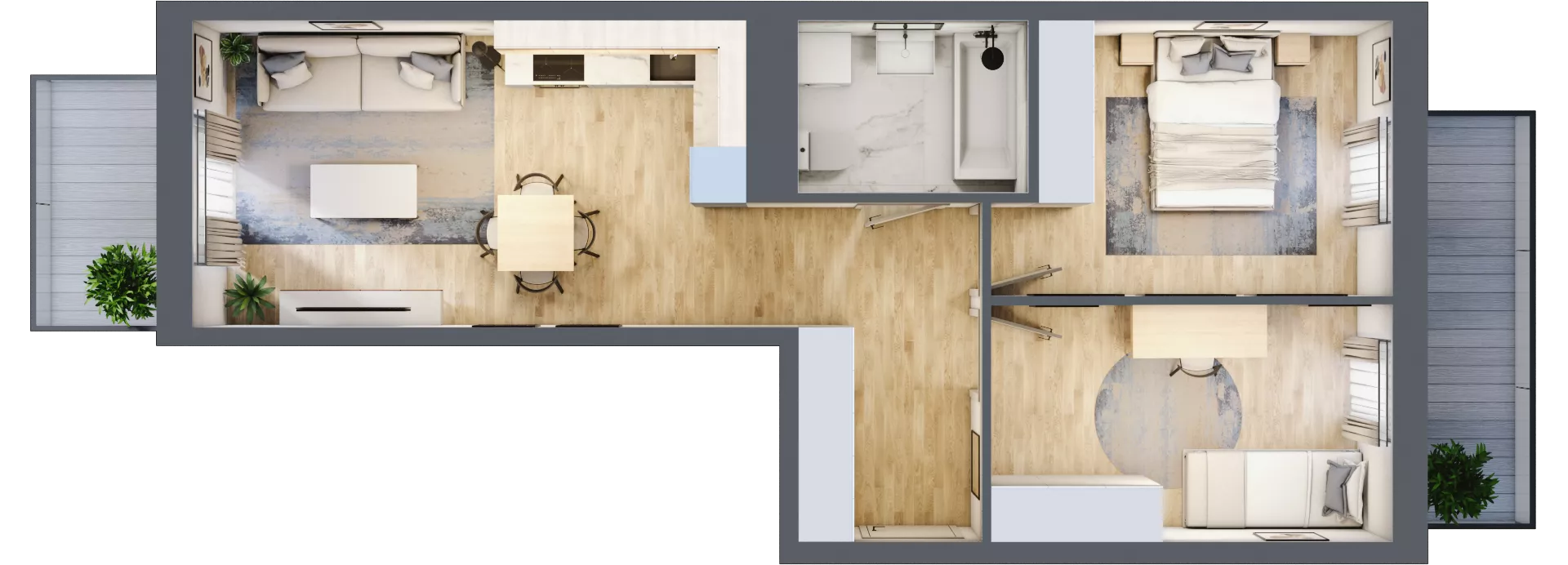 3 pokoje, mieszkanie 54,79 m², piętro 1, oferta nr B/49, Apartamenty Park Matecznego, Kraków, Podgórze, Mateczny, ul. Rydlówka 5