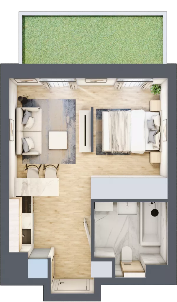 1 pokój, mieszkanie 29,68 m², parter, oferta nr B/88, Apartamenty Park Matecznego, Kraków, Podgórze, Mateczny, ul. Rydlówka 5