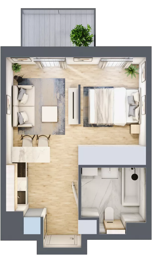 1 pokój, mieszkanie 30,40 m², piętro 2, oferta nr B/96, Apartamenty Park Matecznego, Kraków, Podgórze, Mateczny, ul. Rydlówka 5
