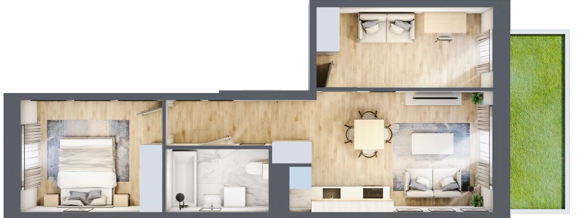 3 pokoje, mieszkanie 48,48 m², parter, oferta nr D/25, Apartamenty Park Matecznego, Kraków, Podgórze, Mateczny, ul. Rydlówka 5