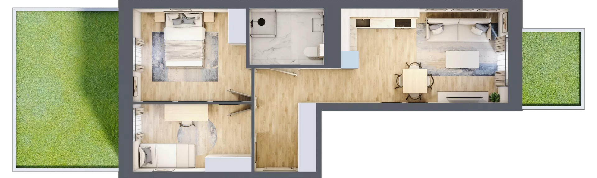 3 pokoje, mieszkanie 53,23 m², parter, oferta nr D/44, Apartamenty Park Matecznego, Kraków, Podgórze, Mateczny, ul. Rydlówka 5