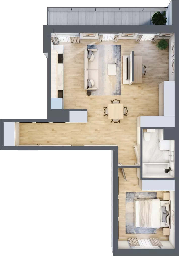 2 pokoje, mieszkanie 57,99 m², piętro 1, oferta nr D/76, Apartamenty Park Matecznego, Kraków, Podgórze, Mateczny, ul. Rydlówka 5