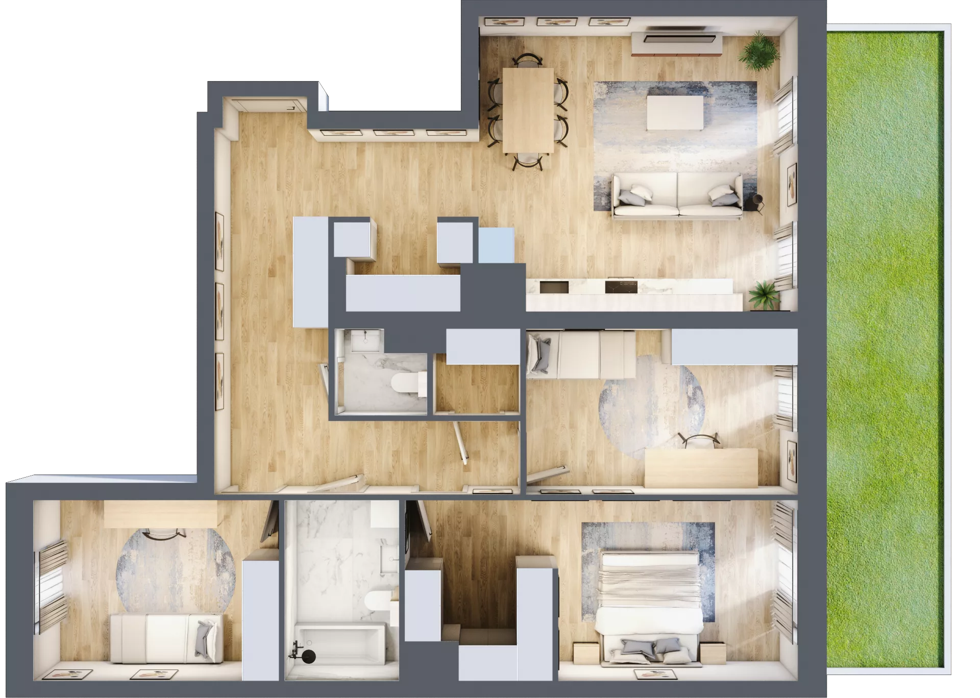 4 pokoje, mieszkanie 102,26 m², parter, oferta nr E/21, Apartamenty Park Matecznego, Kraków, Podgórze, Mateczny, ul. Rydlówka 5
