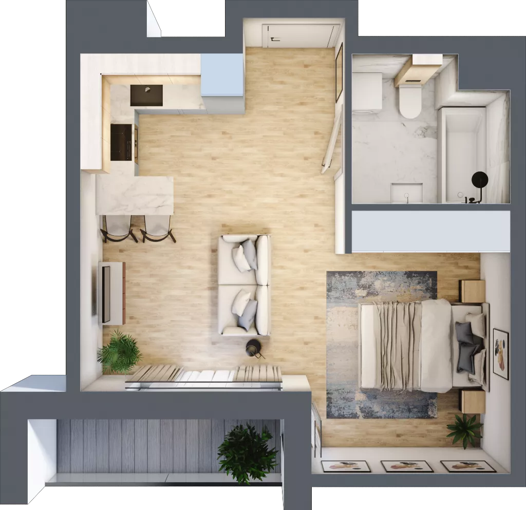 1 pokój, mieszkanie 32,20 m², piętro 1, oferta nr E/27, Apartamenty Park Matecznego, Kraków, Podgórze, Mateczny, ul. Rydlówka 5