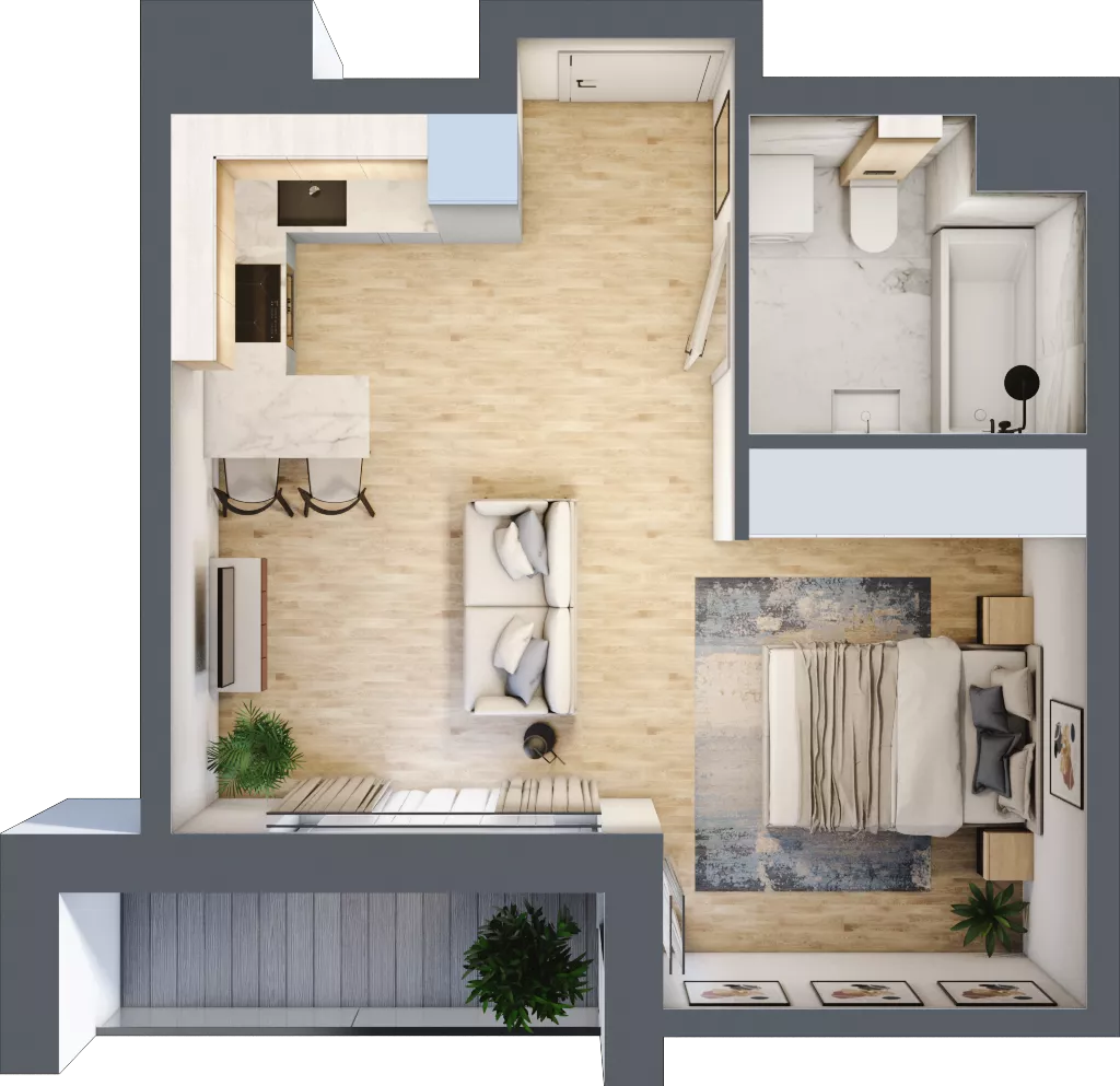 1 pokój, apartament 32,19 m², piętro 2, oferta nr E/32, Apartamenty Park Matecznego, Kraków, Podgórze, Mateczny, ul. Rydlówka 5