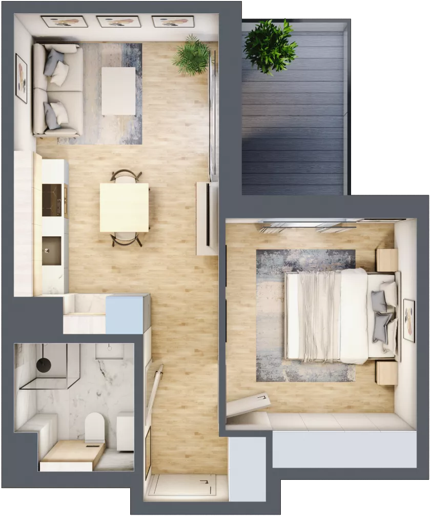 2 pokoje, mieszkanie 36,35 m², piętro 2, oferta nr E/31, Metro Zachód 8 bud. E-H, Warszawa, Bemowo, Chrzanów, ul. Jana Heweliusza