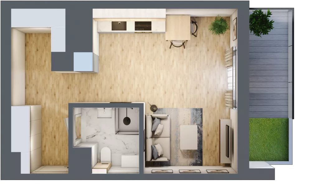 1 pokój, mieszkanie 34,43 m², parter, oferta nr E/74, Metro Zachód 8 bud. E-H, Warszawa, Bemowo, Chrzanów, ul. Jana Heweliusza