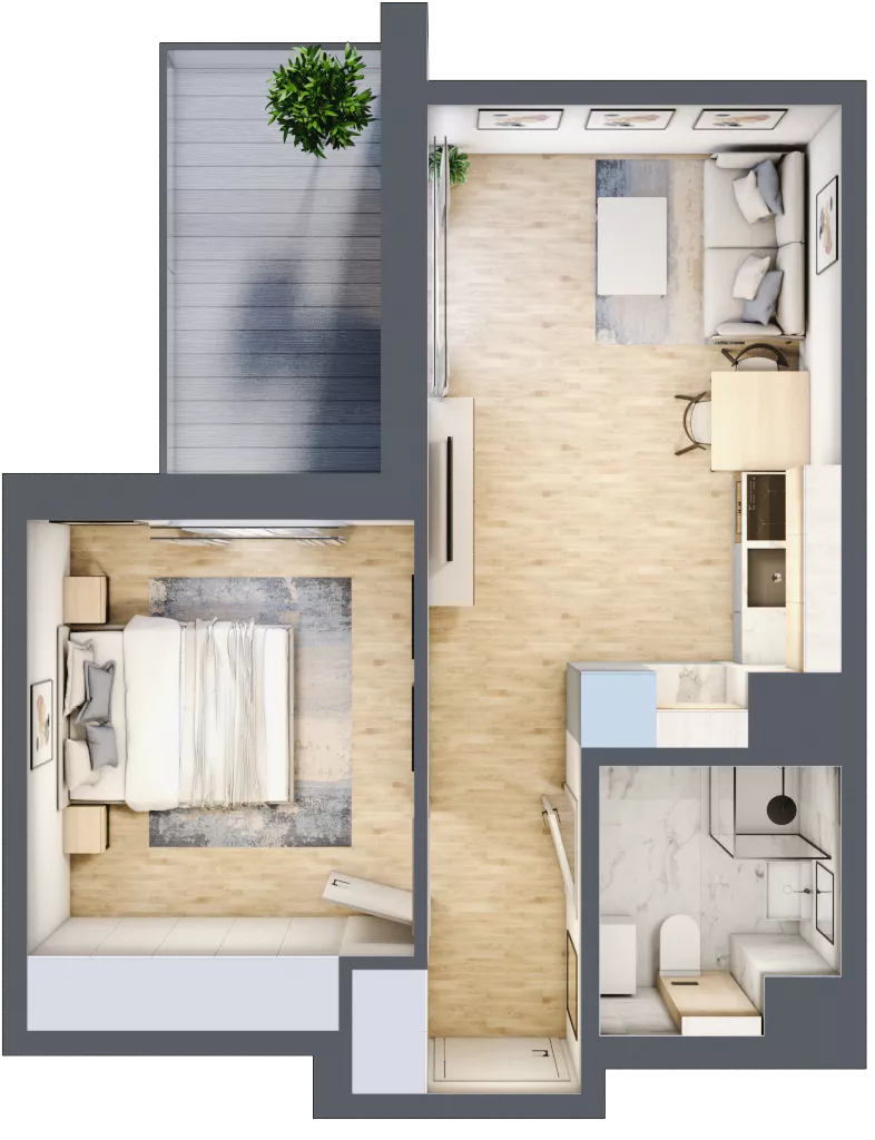 2 pokoje, mieszkanie 36,27 m², piętro 3, oferta nr E/97, Metro Zachód 8 bud. E-H, Warszawa, Bemowo, Chrzanów, ul. Jana Heweliusza