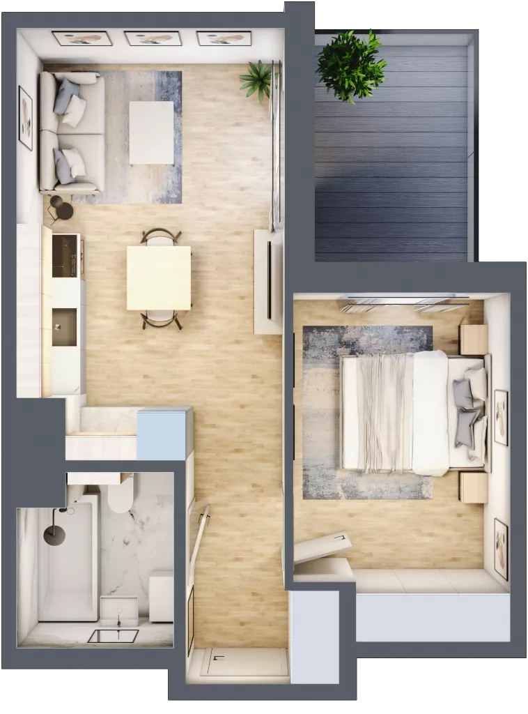 2 pokoje, mieszkanie 36,00 m², piętro 2, oferta nr F/53, Metro Zachód 8 bud. E-H, Warszawa, Bemowo, Chrzanów, ul. Jana Heweliusza