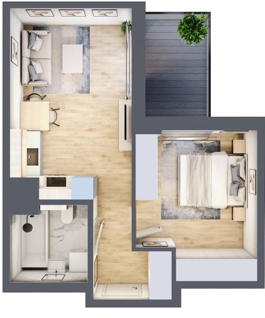 2 pokoje, mieszkanie 37,30 m², piętro 2, oferta nr G/34, Metro Zachód 8 bud. E-H, Warszawa, Bemowo, Chrzanów, ul. Jana Heweliusza
