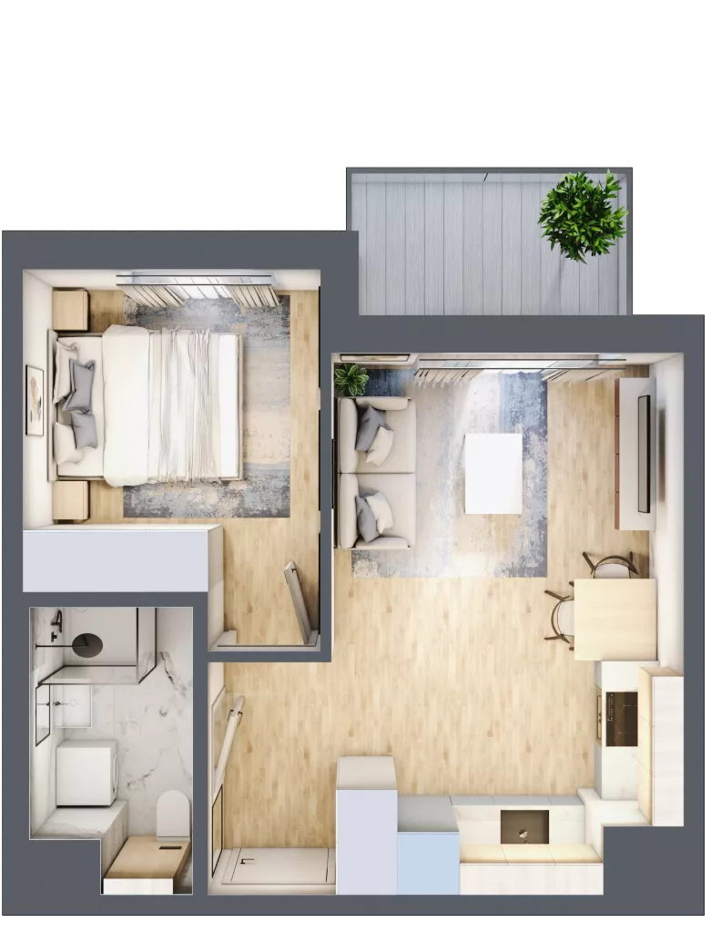 2 pokoje, mieszkanie 33,20 m², piętro 1, oferta nr G/85, Metro Zachód 8 bud. E-H, Warszawa, Bemowo, Chrzanów, ul. Jana Heweliusza