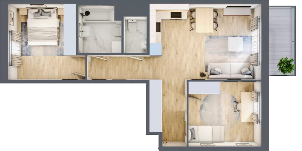 3 pokoje, mieszkanie 63,38 m², piętro 1, oferta nr D/71, Apartamenty Rudnickiego, Warszawa, Bielany, Piaski, ul. Rudnickiego 7