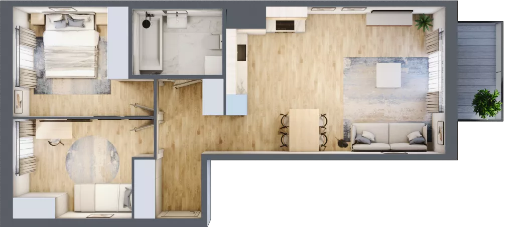 3 pokoje, mieszkanie 63,14 m², piętro 2, oferta nr D/92, Apartamenty Rudnickiego, Warszawa, Bielany, Piaski, ul. Rudnickiego 7