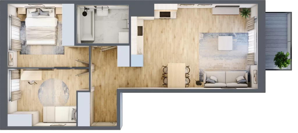 3 pokoje, mieszkanie 63,07 m², piętro 4, oferta nr D/100, Apartamenty Rudnickiego, Warszawa, Bielany, Piaski, ul. Rudnickiego 7