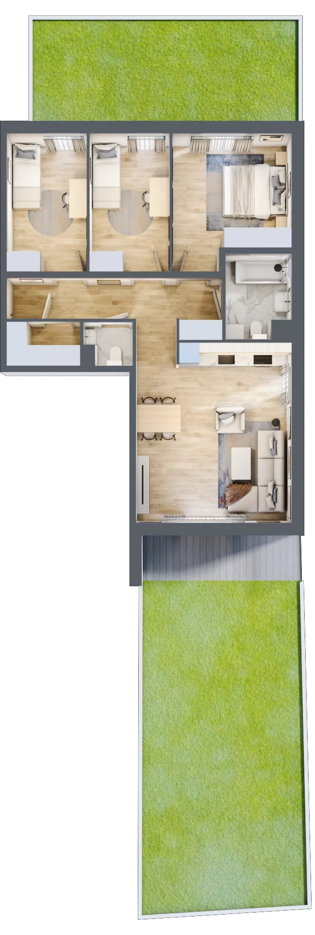 4 pokoje, mieszkanie 76,90 m², parter, oferta nr B/1, Wille Biskupin, Wrocław, Biskupin-Sępolno-Dąbie-Bartoszowice, Śródmieście, ul. Braci Gierymskich 156