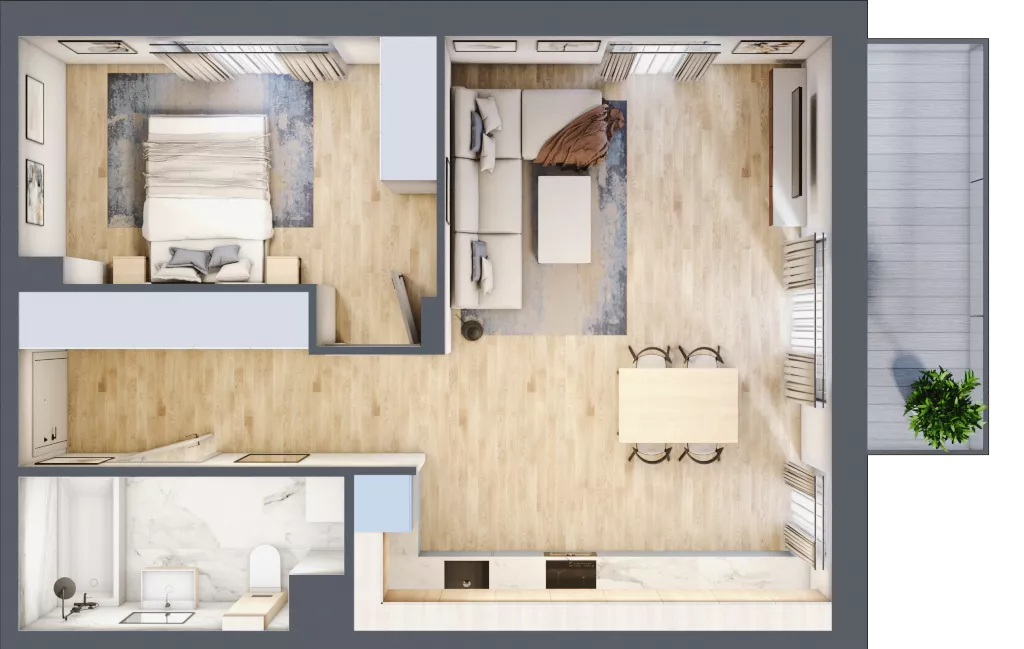 2 pokoje, mieszkanie 52,01 m², piętro 1, oferta nr C/4, Wille Biskupin, Wrocław, Biskupin-Sępolno-Dąbie-Bartoszowice, Śródmieście, ul. Braci Gierymskich 156