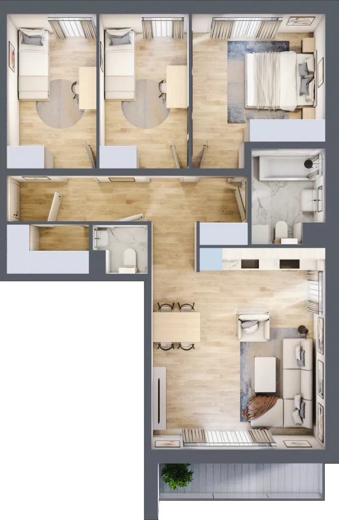 4 pokoje, mieszkanie 76,90 m², piętro 2, oferta nr G/7, Wille Biskupin, Wrocław, Biskupin-Sępolno-Dąbie-Bartoszowice, Śródmieście, ul. Braci Gierymskich 156