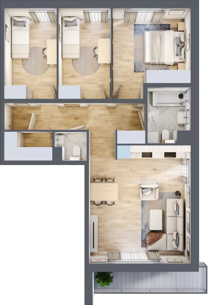 4 pokoje, mieszkanie 76,90 m², piętro 1, oferta nr G/4, Wille Biskupin, Wrocław, Biskupin-Sępolno-Dąbie-Bartoszowice, Śródmieście, ul. Braci Gierymskich 156