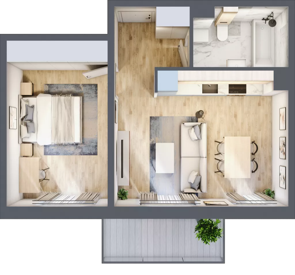 2 pokoje, mieszkanie 44,60 m², piętro 2, oferta nr I/8, Wille Biskupin, Wrocław, Biskupin-Sępolno-Dąbie-Bartoszowice, Śródmieście, ul. Braci Gierymskich 156