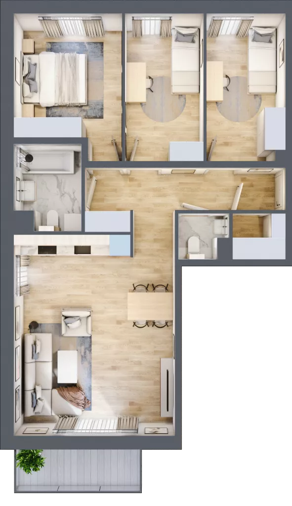 4 pokoje, mieszkanie 75,96 m², piętro 2, oferta nr I/9, Wille Biskupin, Wrocław, Biskupin-Sępolno-Dąbie-Bartoszowice, Śródmieście, ul. Braci Gierymskich 156