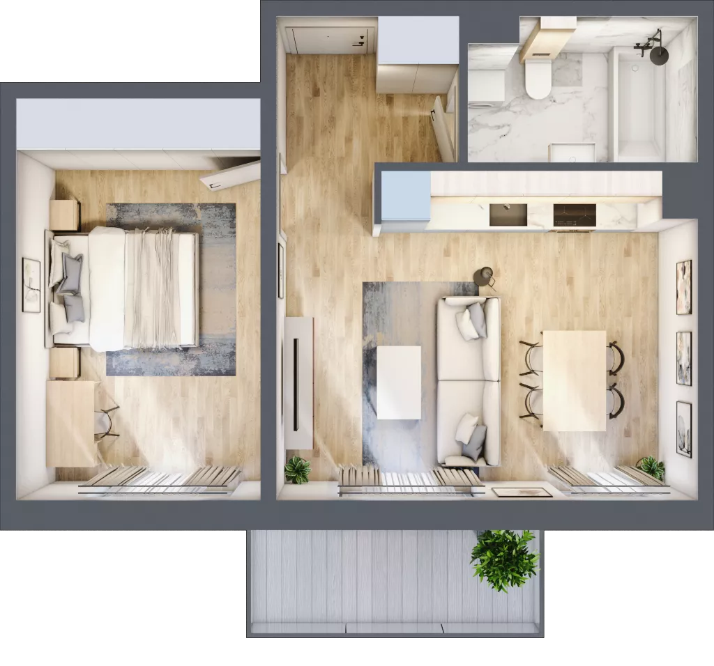 2 pokoje, mieszkanie 44,60 m², piętro 1, oferta nr I/5, Wille Biskupin, Wrocław, Biskupin-Sępolno-Dąbie-Bartoszowice, Śródmieście, ul. Braci Gierymskich 156